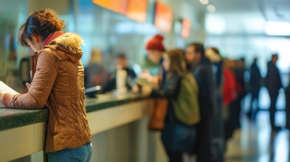 Une personne attendant dans une longue file