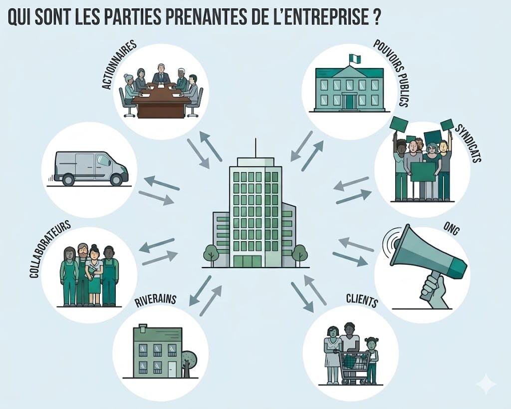 Infographie parties prenantes entreprise