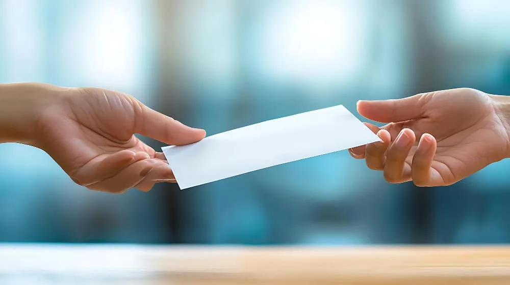 Une personne recevant une lettre au sujet une demande