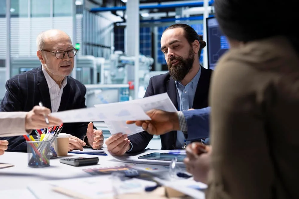 Le directeur présente les documents aux actionnaires
